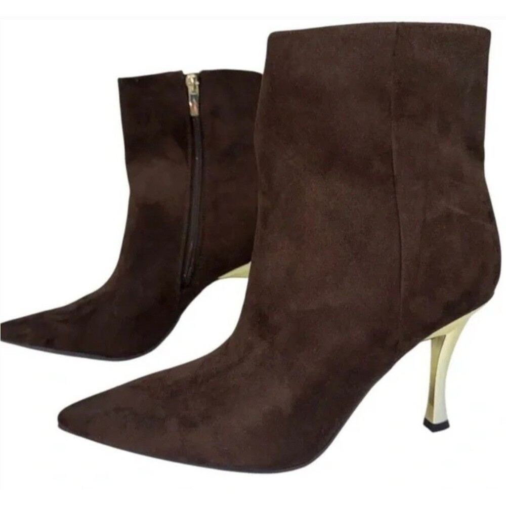 Nine West Brown Suede Pointed Toe Stiletto Ankle Boots Women’s 9.5 NWOB